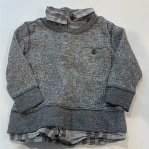 6/$20 Gray baby Sweatshirt with Plaid Collar